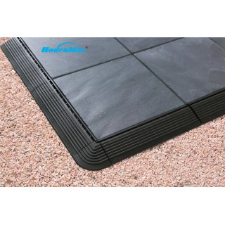 BodenMax Pack of 8 Interlocking Decks Slate Tiles 30x30x2.5cm  ? Click Flooring Decking Slabs for Terrace, Garden, Patio, Balcony, Swimming Pool, Sauna, Indoor and Outdoor ? Anthracite
