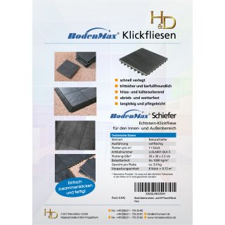 BodenMax Klick Bodenfliesen 30 x 30 cm Schiefer Design: Klassisch (8 Stck)