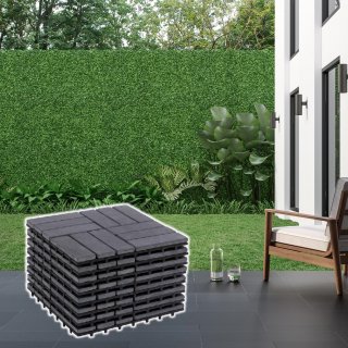 BodenMax Pack of 8 Interlocking Decks Slate Tiles 30x30x2.5cm  ? Click Flooring Decking Slabs for Terrace, Garden, Patio, Balcony, Swimming Pool, Sauna, Indoor and Outdoor ? Anthracite
