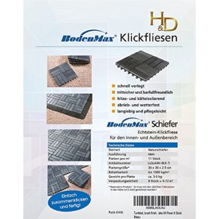 BodenMax Klick Bodenfliesen 30 x 30 cm Schiefer Design: Barock (8 Stck)