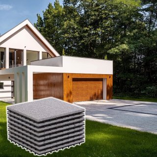 BodenMax Pack of 8 Interlocking Decks Granite Tiles 30x30x2.5cm  ? Click Flooring Decking Slabs for Terrace, Garden, Patio, Balcony, Swimming Pool, Sauna, Indoor and Outdoor ? Grey