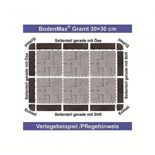 BodenMax  Klick Bodenfliesen 30 x 30 cm Granit (Grau)  Design:Roma (8 Stck)