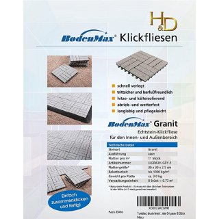 BodenMax Klick Bodenfliesen 30 x 30 cm Granit (Grau) Design: Barock (8 Stck)