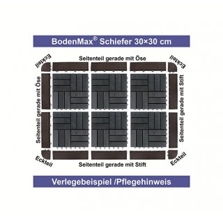 BodenMax Click Bodenfliesen Set 30 x 30 cm Terrassenfliesen Terrassenplatte Fliese schwarz Klickfliesen Anthrazit (Seitenteil gerade mit se (14 Stck))