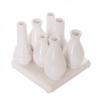 Home&Decorations Keramikvasenset Blumenvase Keramikvasen wei� Vase Blumen Pflanzen Keramik Set Deko Dekoration (1 Set je 7 Vasen, wei�)