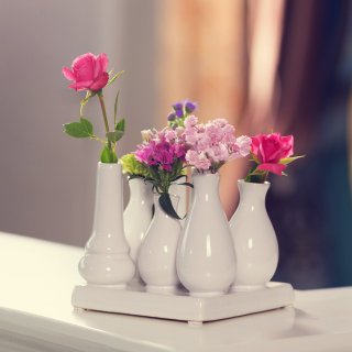 Home & Decorations Vasi da Fiori decorativi in Ceramica - Bianco - 7 Vasi