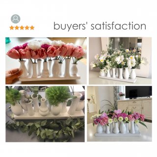 Jinfa Assortiment de 5 Vases  Fleurs en Cramique - Pots de Fleurs Dcoratifs - 1 Plateau de 5 Vases Blancs