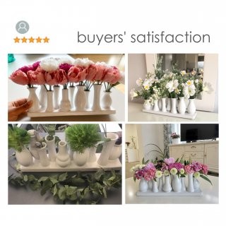 Jinfa Handgefertigte kleine Keramik Deko Blumenvasen Set aus 5 Vasen in wei�