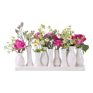 Jinfa Ceramic Flower Vases - Decorative Vases for Wedding, Gift, Buffet, Kitchen, Living Room (1 Tray of 10 Vases)