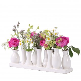 Jinfa Ceramic Flower Vases - Decorative Vases for Wedding, Gift, Buffet, Kitchen, Living Room (1 Tray of 10 Vases)