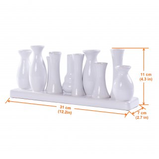 Jinfa Ceramic Flower Vases - Decorative Vases for Wedding, Gift, Buffet, Kitchen, Living Room (1 Tray of 10 Vases)