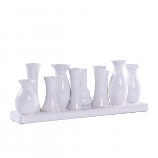 Jinfa Ceramic Flower Vases - Decorative Vases for Wedding, Gift, Buffet, Kitchen, Living Room (1 Tray of 10 Vases)