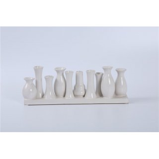 Jinfa Vases  Fleurs en Cramique - Vases Dcoratifs pour Mariage, Cadeau, Buffet, Cuisine, Salon (1 Plateau de 10 Vases Blancs)