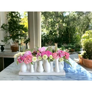 Jinfa Vases  Fleurs en Cramique - Vases Dcoratifs pour Mariage, Cadeau, Buffet, Cuisine, Salon (1 Plateau de 10 Vases Blancs)