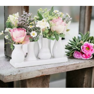 Jinfa Ceramic Flower Vases - Decorative Vases for Wedding, Gift, Buffet, Kitchen, Living Room (1 Tray of 7 Vases)