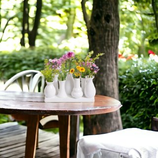 Jinfa Ceramic Flower Vases - Decorative Vases for Wedding, Gift, Buffet, Kitchen, Living Room (1 Tray of 7 Vases)