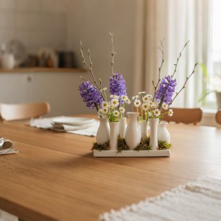 Jinfa Ceramic Flower Vases - Decorative Vases for Wedding, Gift, Buffet, Kitchen, Living Room (1 Tray of 7 Vases)