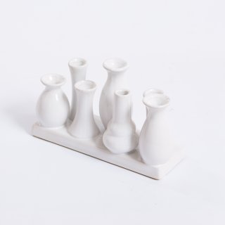 Jinfa | Floreros modernos en cermica para interiores | Blanco | 18 x 7 x 11 cm | Set de 7 jarrones | Floreros en cermica para decoracin, regalos, centros de mesa, salones