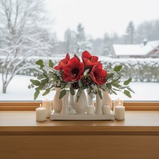 Jinfa Vasi moderni da interno in ceramica | Bianco | 18 x 7 x 11 cm | Set da 7 vasi | Vasi per fiori decorativi, soprammobili moderni, regalo, centrotavola ceramica