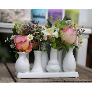 Jinfa Vasi moderni da interno in ceramica | Bianco | 18 x 7 x 11 cm | Set da 7 vasi | Vasi per fiori decorativi, soprammobili moderni, regalo, centrotavola ceramica