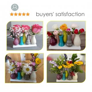 Floreros de cermica - Set de floreros decorativos para bodas, regalos, buffets, cocinas, living 30 x 6 cm (1 set de 7 jarrones multicolor)