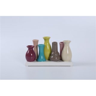 Jinfa Ceramic vase Set Flower vase Ceramic vases Colourful vase Flowers Plants Ceramic Set Decoration (7 vases, Colourful)