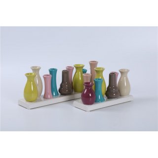 Jinfa Vasi moderni da interno in ceramica | Multicolore | 18 x 7 x 11 cm | Set da 7 vasi | Vasi per fiori decorativi, soprammobili moderni, regalo, centrotavola ceramica