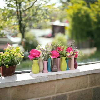 Jinfa Ceramic Flower Vases - Decorative Vases for Wedding, Gift, Buffet, Kitchen, Living Room (1 Tray of 10 Vases)