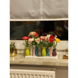 Jinfa Floreros de cermica ? Set de floreros Decorativos para Bodas, Regalos, buffets, cocinas, Living (1 Set de 10 jarrones Multicolor) 30 x 6 cm