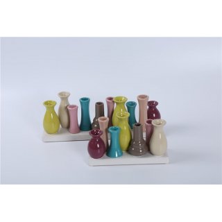 Jinfa Vases  Fleurs en Cramique - Vases Dcoratifs pour Mariage, Cadeau, Buffet, Cuisine, Salon (1 Plateau de 10 Vases Multicolores)