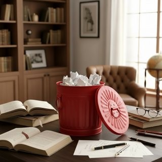 Jinfa Metal Trash Can with handles | 7 Litres | � 21.5 cm, Height 21.5 cm | Size S | Red