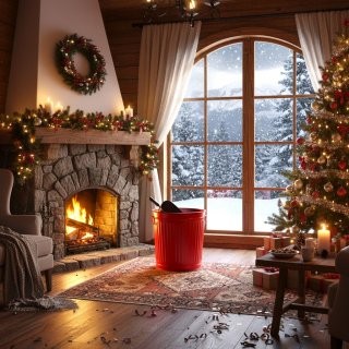 Jinfa Metal Trash Can with handles | 7 Litres | � 21.5 cm, Height 21.5 cm | Size S | Red