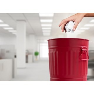 Jinfa� | Piccolo bidone della spazzatura in metallo con manici e coperchio | Rosso | � 21,5 cm, h 21,5 cm | Capienza 7 litri