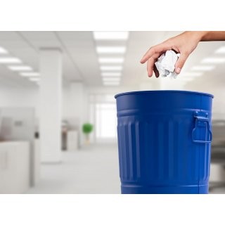 Jinfa Metall M�lleimer mit Deckel und Tragegriffen ? f�r gelben Sack,Pfandbeh�lter,Kamin Ascheeimer,Futtertonne,Pelletbeh�lter | Blau | 7L