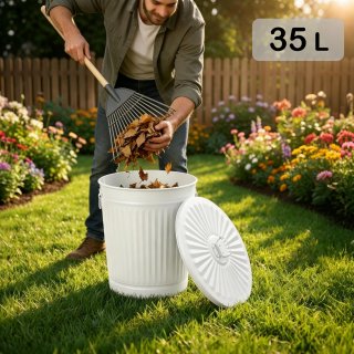 Jinfa M�lleimer Metall mit Deckel  7L-62L  K�che Garten Balkon rostfrei