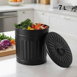 Jinfa� Poubelle Vintage/R�tro - Panier � Linge avec Couvercle et Poign�es de Transport - Bac � Ordures en M�tal