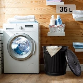 Jinfa� Poubelle Vintage/R�tro - Panier � Linge avec Couvercle et Poign�es de Transport - Bac � Ordures en M�tal