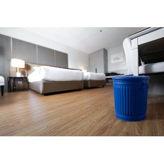 Jinfa� Poubelle Vintage/R�tro - Panier � Linge avec Couvercle et Poign�es de Transport - Bac � Ordures en M�tal - Bleu 18 Litres