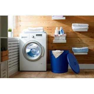 Jinfa Metall M�lleimer mit Deckel und Tragegriffen ? f�r gelben Sack,Pfandbeh�lter,Kamin Ascheeimer,Futtertonne,Pelletbeh�lter | Blau  | 35L