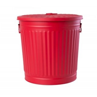 Jinfa Metal Trash Can with handles | 35 Litres | � 36 cm, Height 36.5 cm | Size L | Red