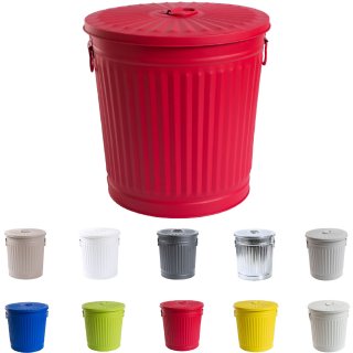 Jinfa Metall M�lleimer mit Deckel und Tragegriffen - f�r gelben Sack,Pfandbeh�lter,Kamin Ascheeimer,Futtertonne,Pelletbeh�lter | Rot | 62L