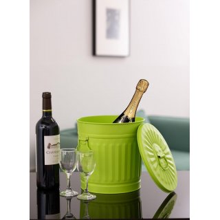 Jinfa Metall M�lleimer mit Deckel und Tragegriffen - f�r gelben Sack,Pfandbeh�lter,Kamin Ascheeimer,Futtertonne,Pelletbeh�lter | Gr�n | 7L