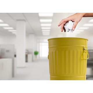 Jinfa Poubelle Vintage/R�tro - Panier � Linge avec Couvercle et Poign�es de Transport - Bac � Ordures en M�tal - Jaune 7 Litres