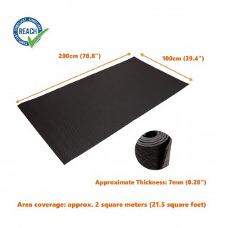 HD Fitness Bodenschutzmatte Unterlegmatte fr Fitnessgerte EVA 200x100cm, 7mm Dicke - Schwarz