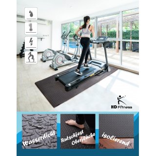 HD Fitness ? Fitness and Sport Mat for Yoga, Gym, Treadmills, Bodybuilding, Elliptical Trainer and Spinning Bike - Non-Slip and Insulation - Floor Protection Mat for Fitness Room ? Black 200x100cm