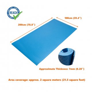 HD Fitness ? Fitness and Sport Mat for Yoga, Gym, Treadmills, Bodybuilding, Elliptical Trainer and Spinning Bike - Non-Slip and Insulation - Floor Protection Mat for Fitness Room - Blue 200x100cm