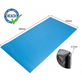 HD Fitness ? Fitness and Sport Mat for Yoga, Gym, Treadmills, Bodybuilding, Elliptical Trainer and Spinning Bike - Non-Slip and Insulation - Floor Protection Mat for Fitness Room - Blue 200x100cm