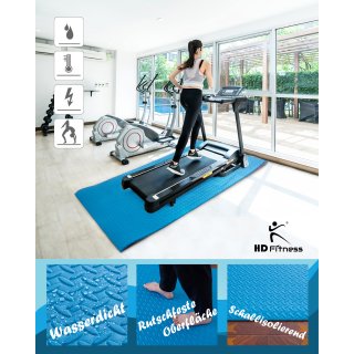 HD Fitness Tapis de Fitness et Sport pour Yoga, Gym, Tapis de course, Musculation, V�lo Elliptique et Spinning bike - Antid�rapant et Isolant - Tapis de Protection de Sol pour Salle de Fitness - Bleu 200x100cm