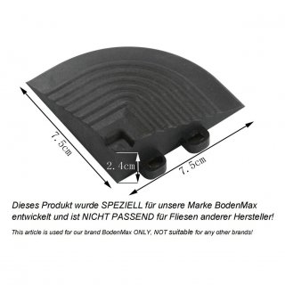 BodenMax® CN9011-04 Komplementäres Eckstück für Terrassenfliesen mit Verbindung von Öse für Fliesen Klick Farbe Schwarz (4 Stück)