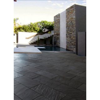 BodenMax Pack of 4 Interlocking Decks Slate Tiles 30x60x2.5cm  ? Click Flooring Decking Slabs for Terrace, Garden, Patio, Balcony, Swimming Pool, Sauna, Indoor and Outdoor ? Anthracite